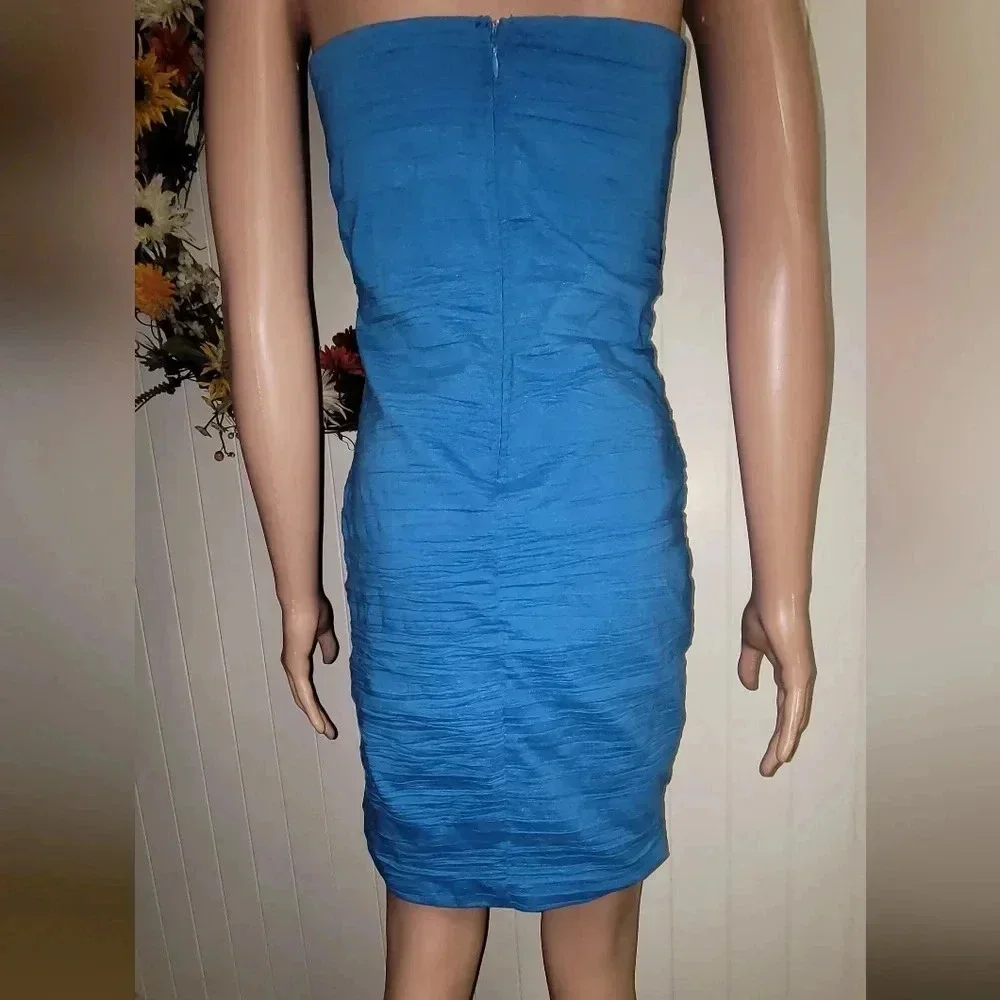 Snap Blue Strapless Cocktail Dress Ruched Bodycon NWOT Size M - Picture 4 of 4